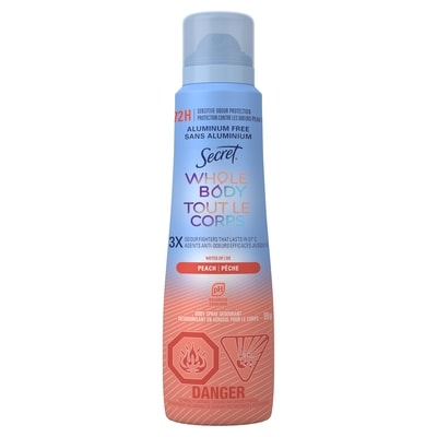 Secret Whole Body Aluminum Free Deodorant Body Spray Peach & Vanilla 99 g, $19.18/100g