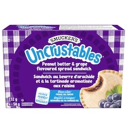 Smuckers Uncrustables Peanut Butter & Grape Flavoured Spread Sandwich 4 Sandwiches 4x58.0 g, $10.33/100g