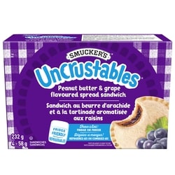 Smucker’s Uncrustables Sandwich au Beurre d'Arachide et à la Tartinade Aromatisée aux Raisins 4 Sandwichs 4x58.0 g, 9,98 $/100g