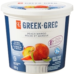 le Choix du Président Yogourt grec, pêche et mangue 650 g, 0,85 $/100g