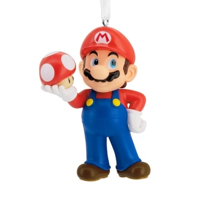 Hallmark Ornament, TPR Figural Mario with Mushroom 1 ea, $13.00/1ea