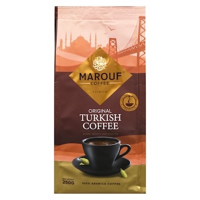 Marouf 100% Arabica Original Turkish Coffee Dark With Cardamom 250 g, $1.90/100g