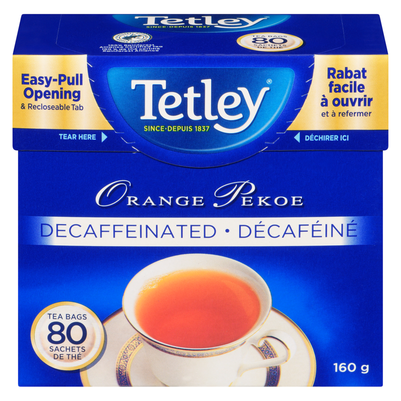 Tetley Tea Bags Orange Pekoe Decaffeinated - 80 ea | Zehrs