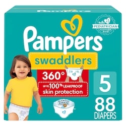 Pampers Swaddlers 360 Pull-On Diapers, Size 5 (27+ lbs), 88 Count, for up to 100% Leakproof Skin Protection 88 ea, $0.45/1ea