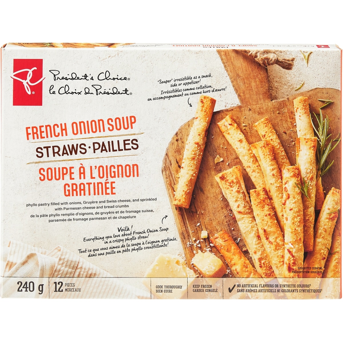 President's Choice French Onion Soup Straws 240 g, $4.58/100g