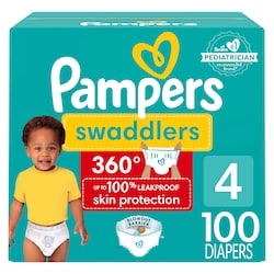 Pampers Swaddlers 360 Pull-On Diapers, Size 4 (22-37 lbs), 100 Count, for up to 100% Leakproof Skin Protection 100 ea, $0.40/1ea