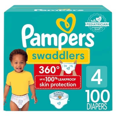 Pampers Swaddlers 360 Pull-On Diapers, Size 4 (22-37 lbs), 100 Count, for up to 100% Leakproof Skin Protection 100 ea, $0.40/1ea