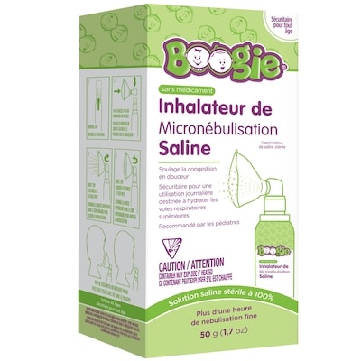 Boogiewipes Inhalateur de micronébulisation Saline 50 ml, 53,98 $/100ml