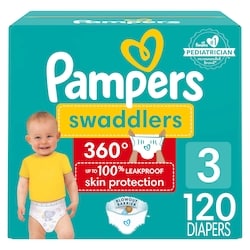 Pampers Swaddlers 360 Pull-On Diapers, Size 3 (16-28 lbs), 120 Count, for up to 100% Leakproof Skin Protection 120 ea, $0.33/1ea