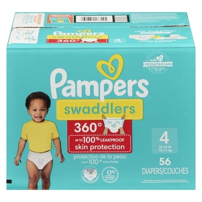 Pampers Swaddlers 360 Pull-On Diapers, Size 4 (22-37 lbs), 56 Count, for up to 100% Leakproof Skin Protection 56 ea, $0.64/1ea