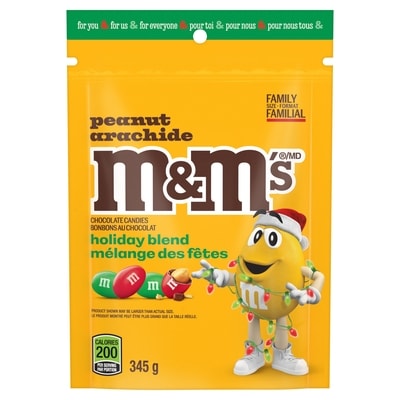 M&M’s Bols de Noël chocolat au lait cacahuètes rouge et vert 345 g, 3,77 $/100g