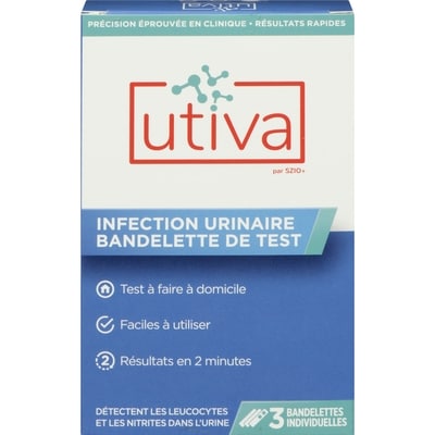 Utiva Infection urinaire bandelette de test 3 ea, 6,66 $/1ch