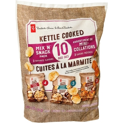 President's Choice Kettle Cooked Mix 'N' Snack Pack Potato Chips 240 g, $2.92/100g
