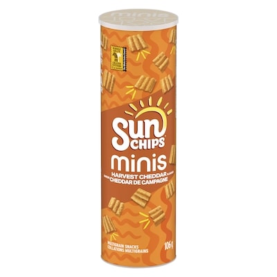 Sunchips Minis Harvest Cheddar Flavour Multigrain Snacks  106 g, $3.76/100g