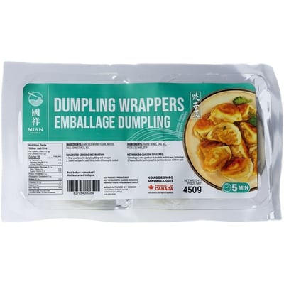 Mian Noodle Emballages pour dumplings 450 g, 0,78 $/100g