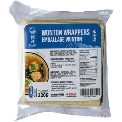 Mian Noodle Wonton Wrappers 220 g, $1.36/100g