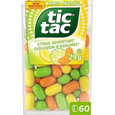 Tic Tac Menthes, Citrus Adventure, Bonbons à la menthe, 60 pilules 29 g, 9,62 $/100g