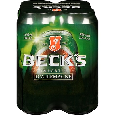Beck’s Bière (Pièce d’identité requise au moment du ramassage) 4x500.0 ml, 0,72 $/100ml