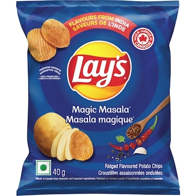 Lay's Ridged Flavoured Potato Chips Magic Masala, Case 40x40.0 g, $2.12/100g
