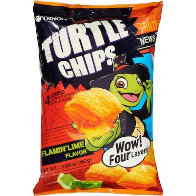 Orion Turtle Chips Flamin' Lime Snack 160 g, $2.19/100g