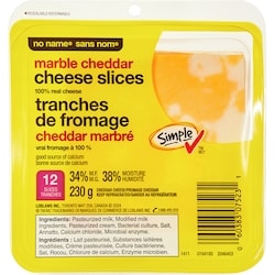 Sans Nom Tranches de fromage cheddar marbré 230 g, 2,17 $/100ml