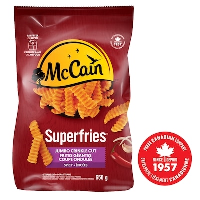 McCain Superfries Spicy Jumbo Crinkle Cut 650 g, $0.44/100g