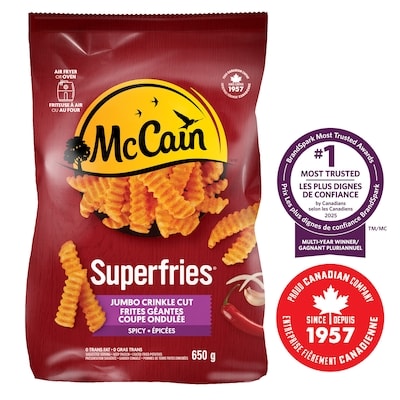 McCain Superfries Spicy Jumbo Crinkle Cut 650 g, $0.84/100g