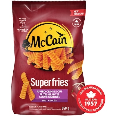 McCain Frites géantes à coupe ondulée épicées Superfriesᴹᴰ 650 g, 0,74 $/100g