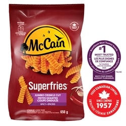 McCain Frites géantes à coupe ondulée épicées Superfriesᴹᴰ 650 g, 0,44 $/100g