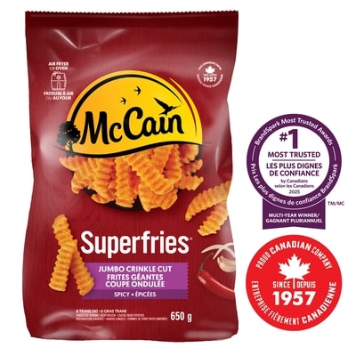 McCain Frites géantes à coupe ondulée épicées Superfriesᴹᴰ 650 g, 0,84 $/100g