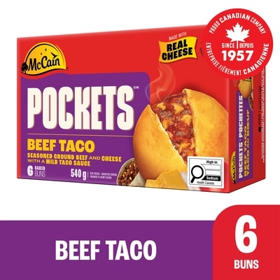 McCain Pockets® Beef Taco 540 g, $1.48/100g