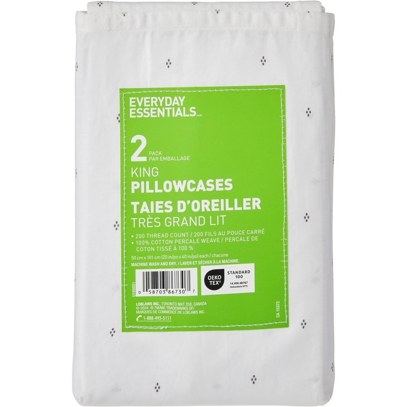 King Percale Pillowcases 2 Piece Set