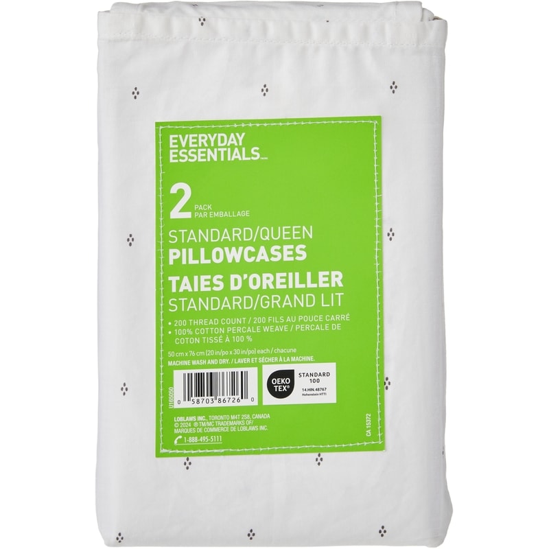Queen Percale Pillowcases 2 Piece Set