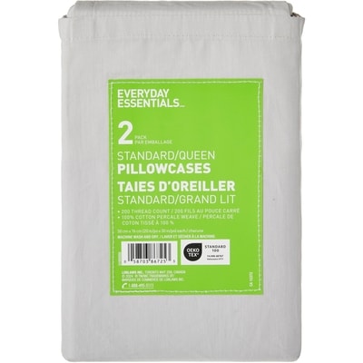 Everyday Essentials Queen Percale Pillowcases 2 Piece Set 1 ea, $6.00/1ea
