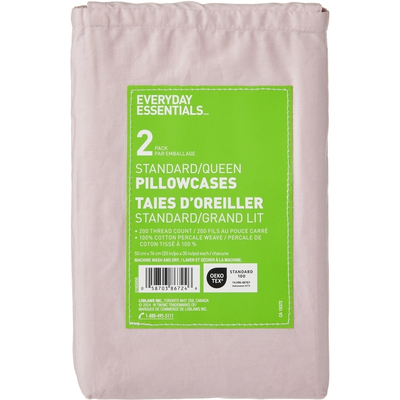 Queen Percale Pillowcases 2 Piece Set