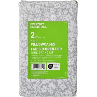Everyday Essentials King Percale Pillowcases 2 Piece Set 1 ea, $10.00/1ea