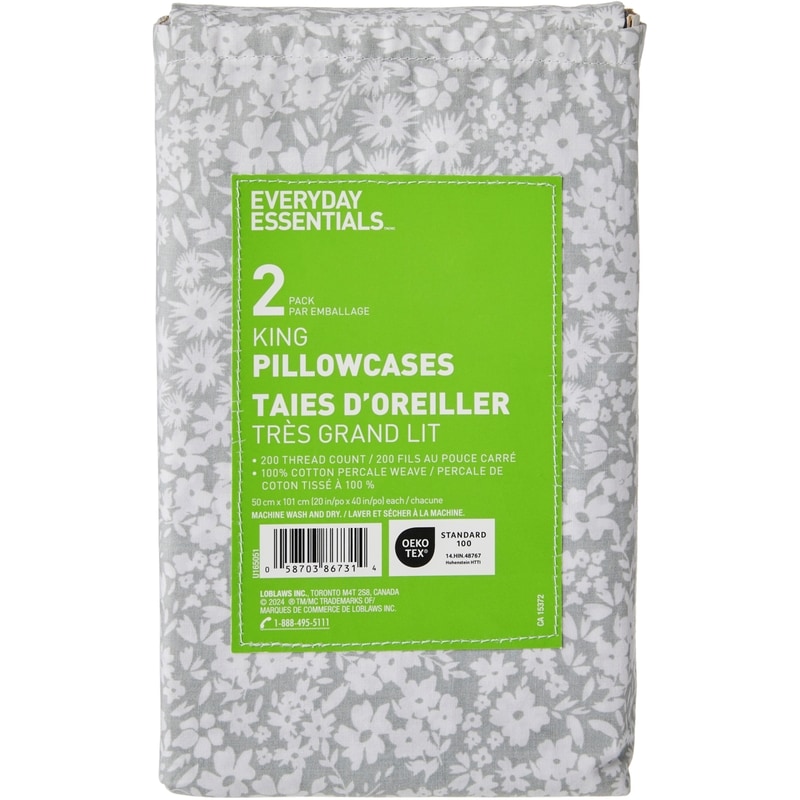 King Percale Pillowcases 2 Piece Set
