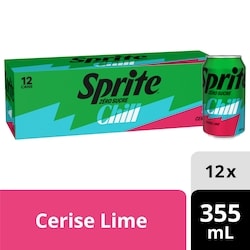 Sprite Soda Citron Lime Zéro Sucre Sugar Chill Fridge Pack Cannettes 12x355.0 ml, 0,21 $/100ml
