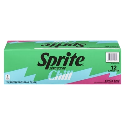 Sprite Zéro sucre soda aromatisé au citron-lime et à la cerise lime 12x355.0 ml, 0,21 $/100ml