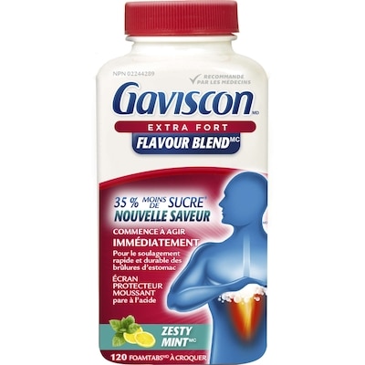 Gaviscon Gaviscon extra-fort flavour blendmc zesty mintmc 120 ea, 0,30 $/1ch