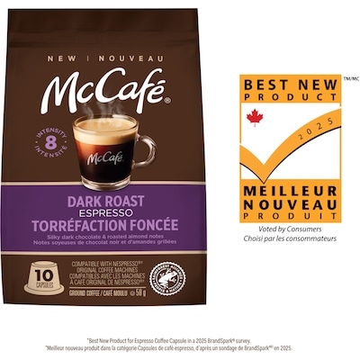 McCafé Capsules de café espresso torréfaction foncée, capsules compatibles avec la gamme Original de Nespresso, 10 unités 10 ea, 1,15 $/1ch