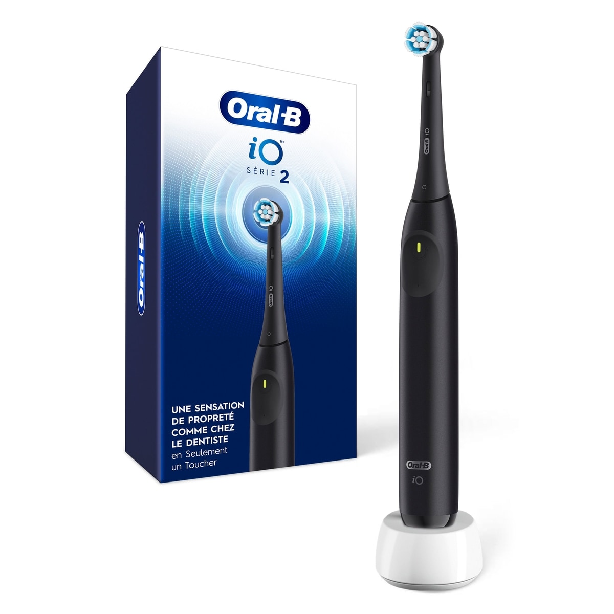 Oral-B Brosse à dents électrique rechargeable iO Série 2, noir minuit avec 1 brossette soins doux – Capteur automatique de pression pour protéger les gencives – 3 modes – Minuterie de 2 minutes 1 ea, 98,49 $/1ch