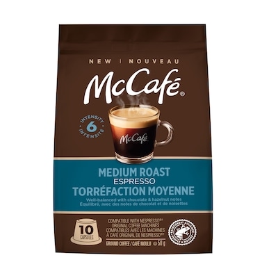 McCafé Capsules de café espresso McCafé torréfaction moyenne, capsules compatibles avec la gamme Original de Nespresso, 10 unités 10 ea, 1,20 $/1ch