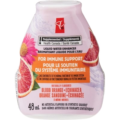 President's Choice  Blood Orange + Echinacea Liquid Water Enhancer with Zinc for Immune Support 48 ml, $5.73/100ml