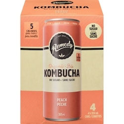 Remedy Kombucha bio pêche 4x355.0 ml, 0,60 $/100ml