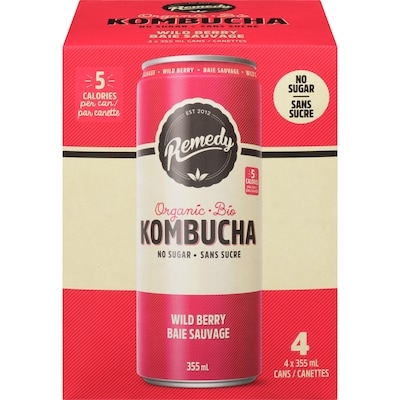 Remedy Kombucha Organic Wild Berry 4x355.0 ml, $0.49/100ml