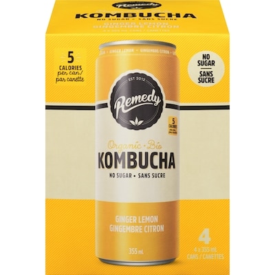 Remedy Kombucha Organic Ginger Lemon 4x355.0 ml, $0.49/100ml