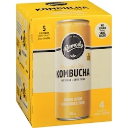 Remedy Kombucha Organic Ginger Lemon - 4x355.0 ml | Real Canadian