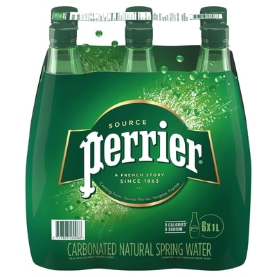 Perrier Original Carbonated Natural Spring Water, 6-Pack 6x1.0 l, $0.19/100ml