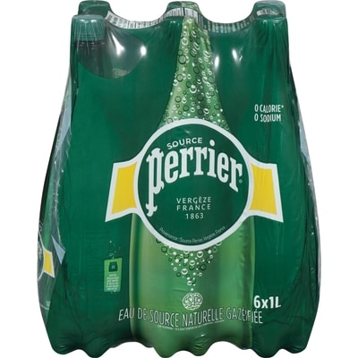 Perrier Eau de source naturelle gazéifiée l'original paquet de 6 6x1.0 l, 0,22 $/100ml